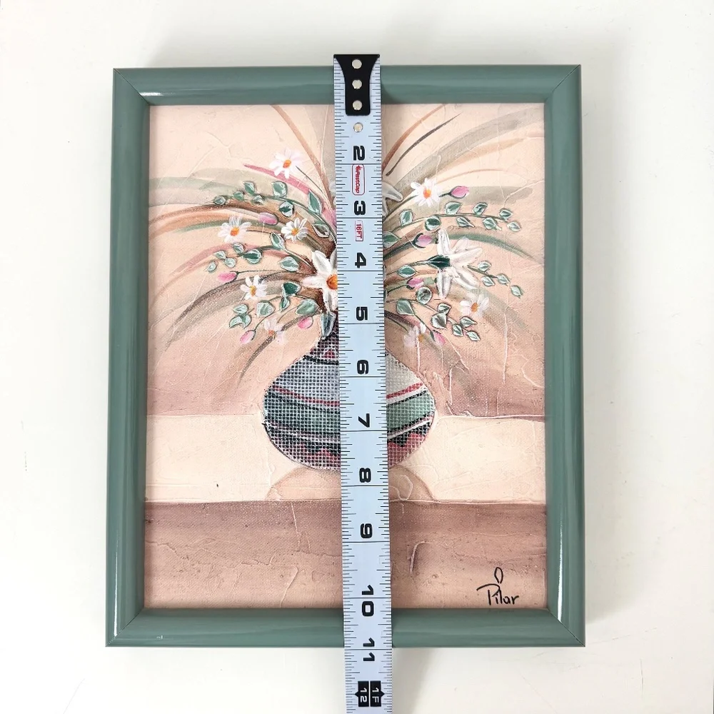 Textured Mixed Media Floral Pot Painting Vintage 90’s Southwestern Original Art